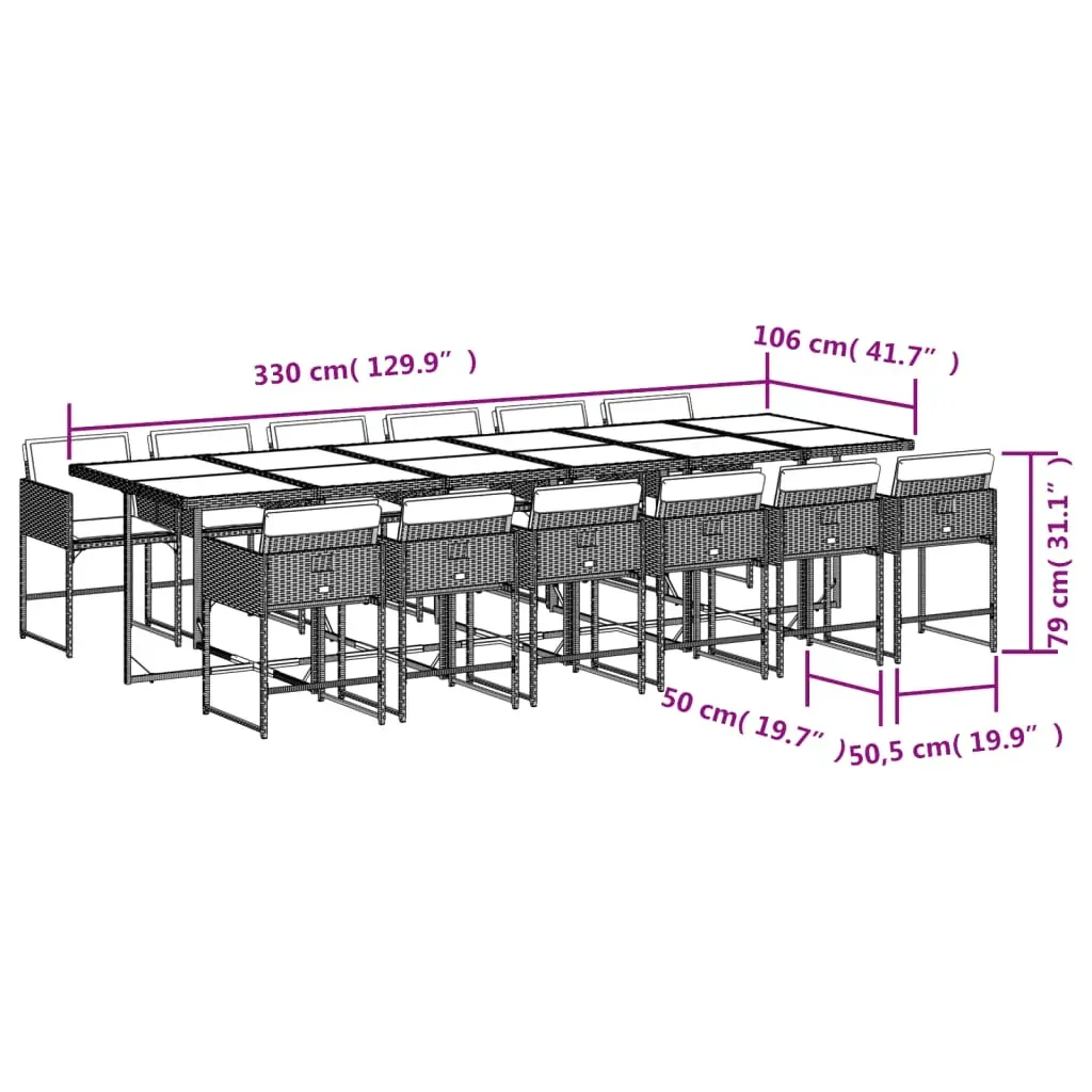 13 Piece Garden Dining Set with Cushions Black Poly Rattan Price