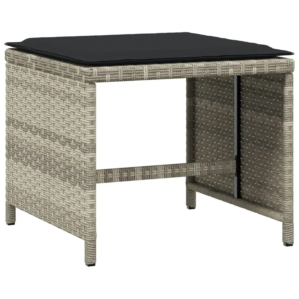 9 Piece Garden Dining Set with Cushions Light Grey Poly Rattan Price