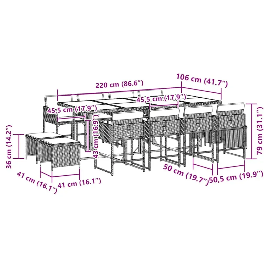 13 Piece Garden Dining Set with Cushions Black Poly Rattan Price
