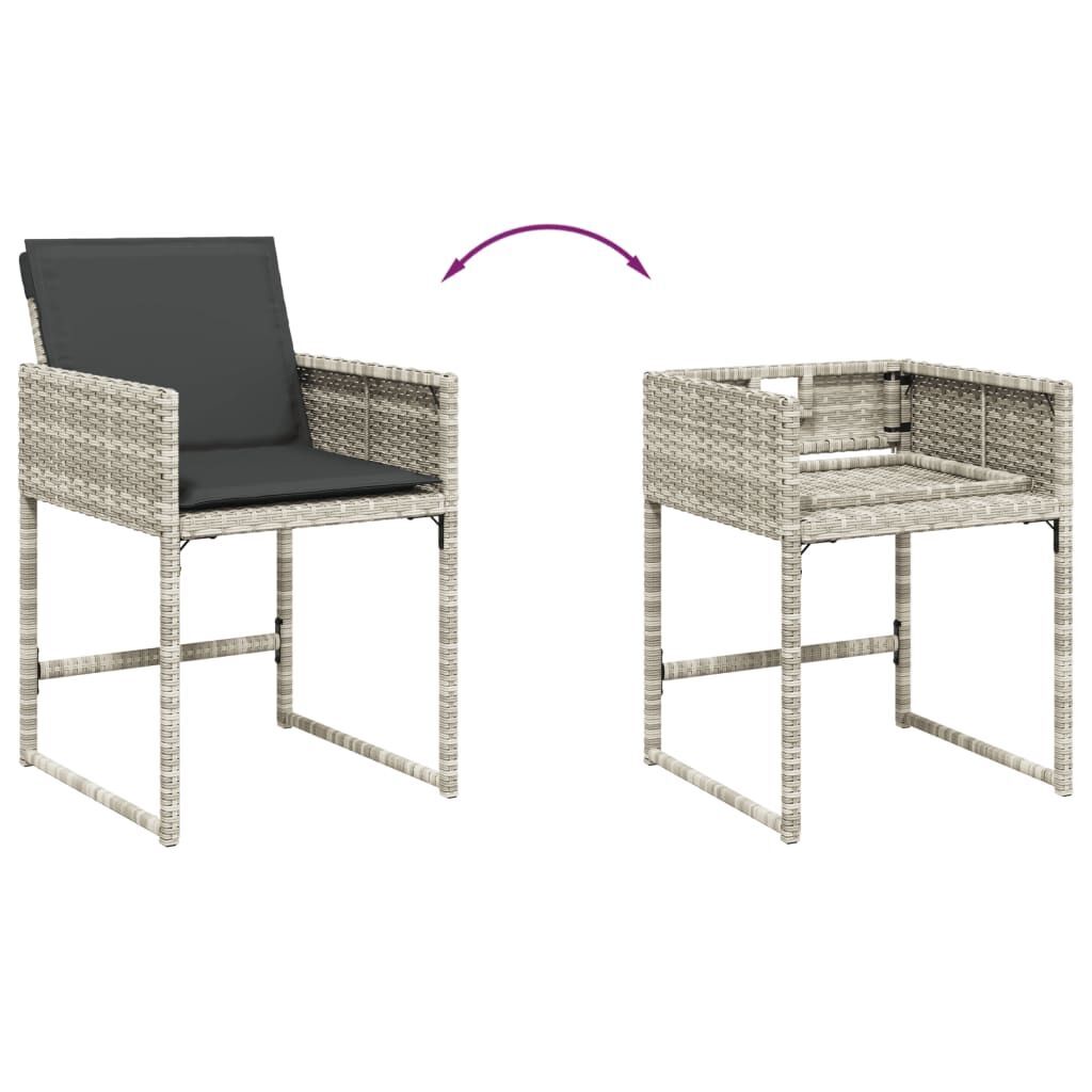 15 Piece Garden Dining Set with Cushions Light Grey Poly Rattan Price