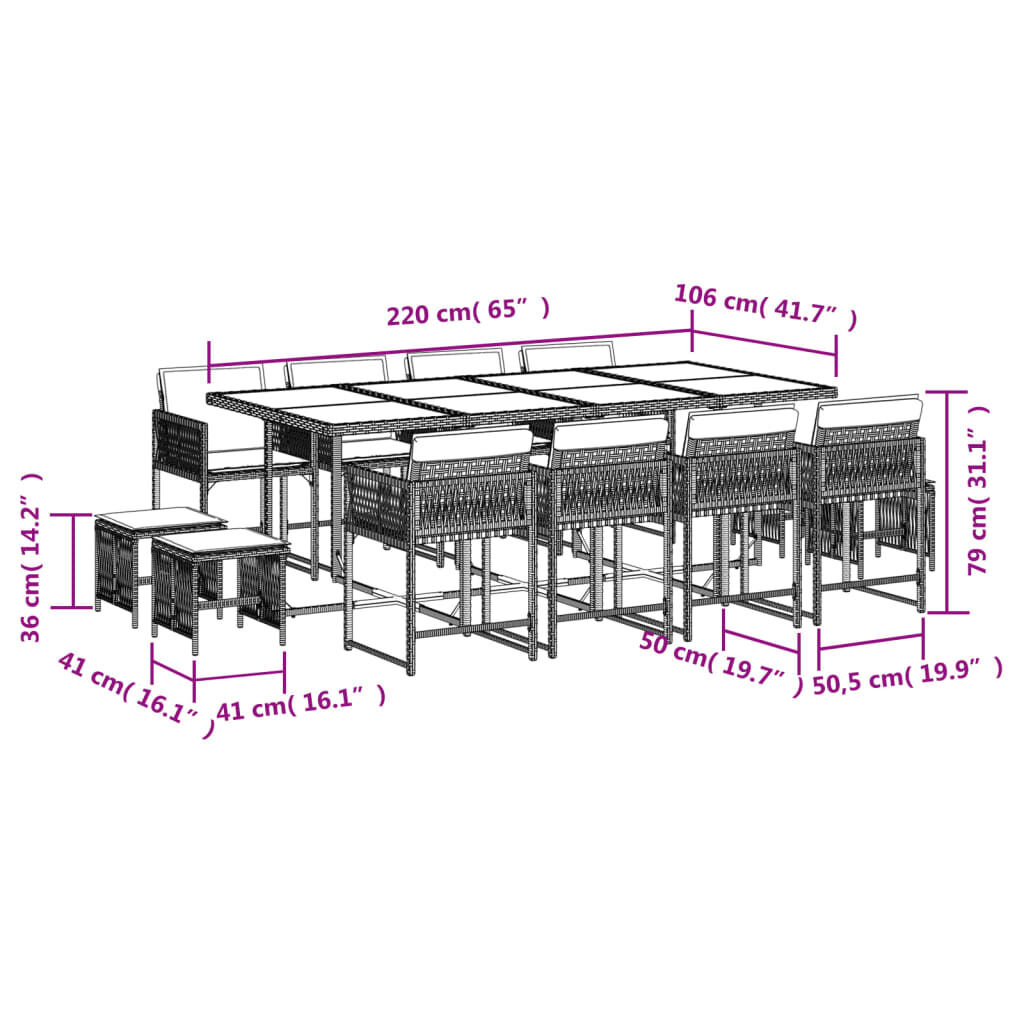 13 Piece Garden Dining Set with Cushions Beige Poly Rattan Price