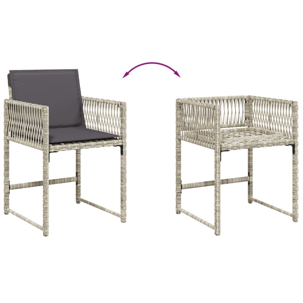 15 Piece Garden Dining Set with Cushions Light Grey Poly Rattan Price