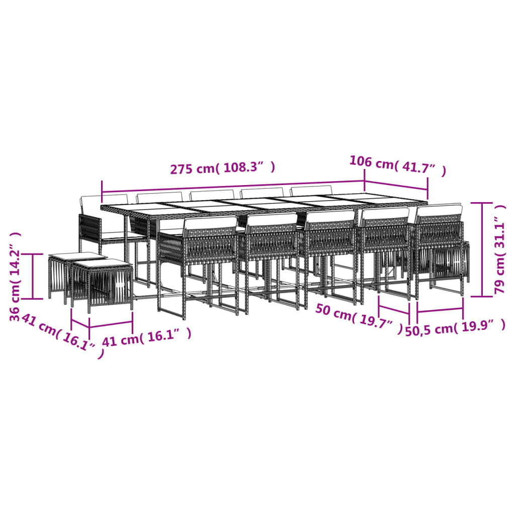 15 Piece Garden Dining Set with Cushions Beige Poly Rattan Price