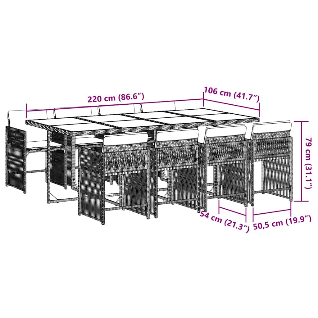9 Piece Garden Dining Set with Cushions Grey Poly Rattan Price