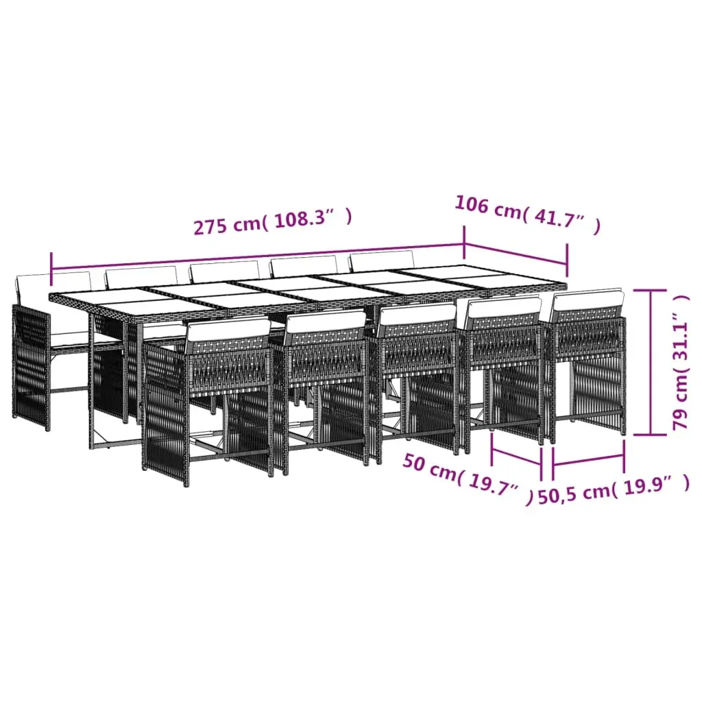 11 Piece Garden Dining Set with Cushions Black Poly Rattan Price