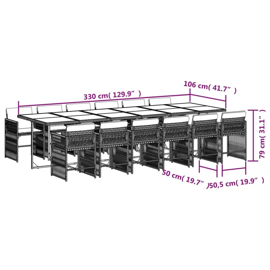 13 Piece Garden Dining Set with Cushions Black Poly Rattan Price