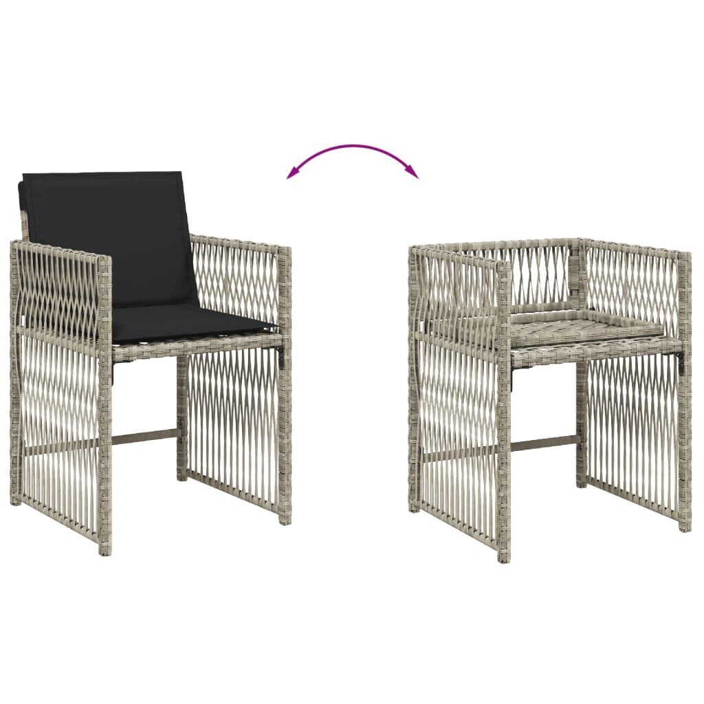 15 Piece Garden Dining Set with Cushions Light Grey Poly Rattan Price