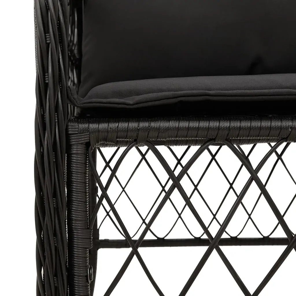 7 Piece Garden Dining Set with Cushions Black Poly Rattan Price