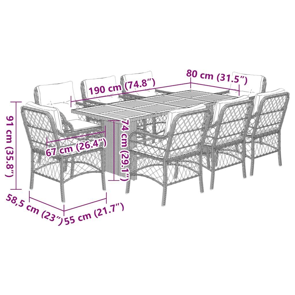 9 Piece Garden Dining Set with Cushions Black Poly Rattan Price