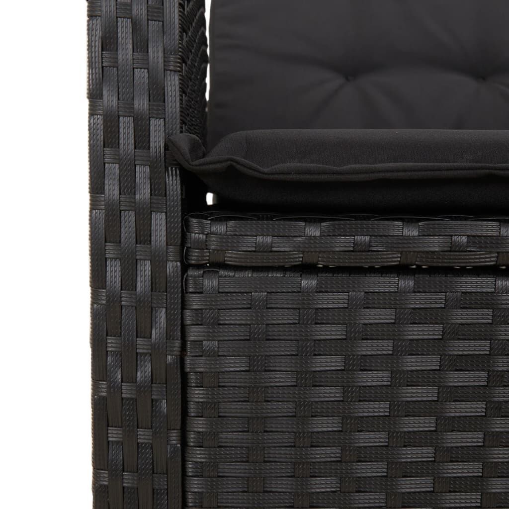 9 Piece Garden Dining Set with Cushions Black Poly Rattan Price