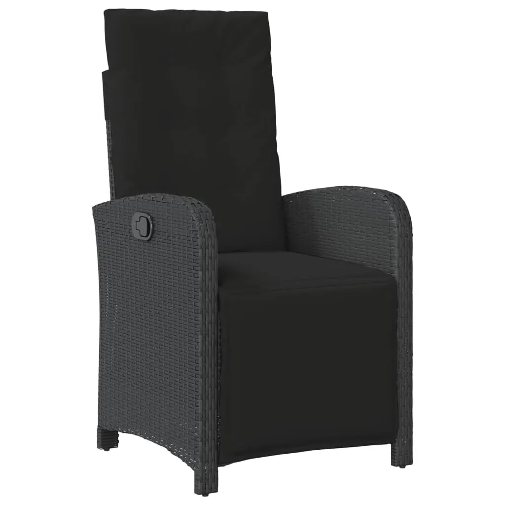 7 Piece Garden Dining Set with Cushions Black Poly Rattan Price