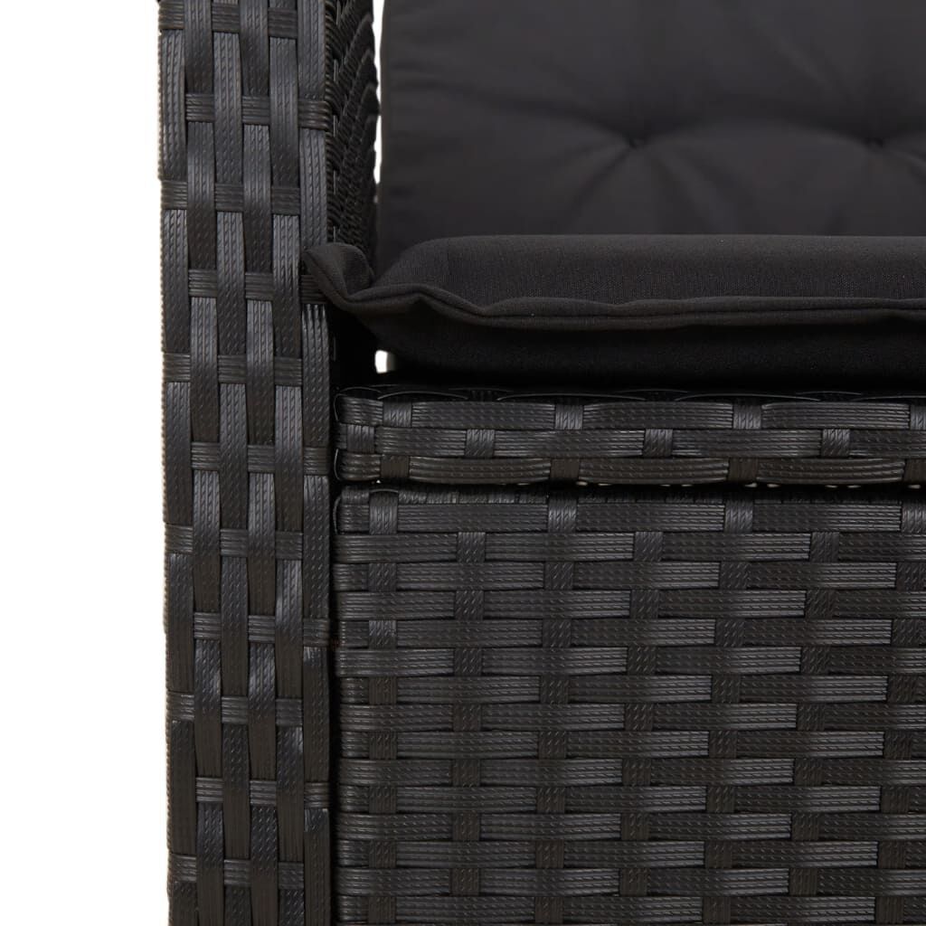 3 Piece Garden Dining Set with Cushions Black Poly Rattan Price