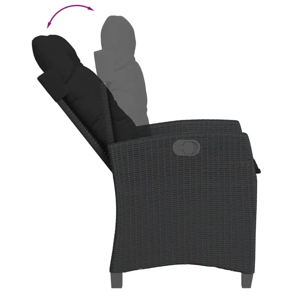 3 Piece Garden Dining Set with Cushions Black Poly Rattan Price