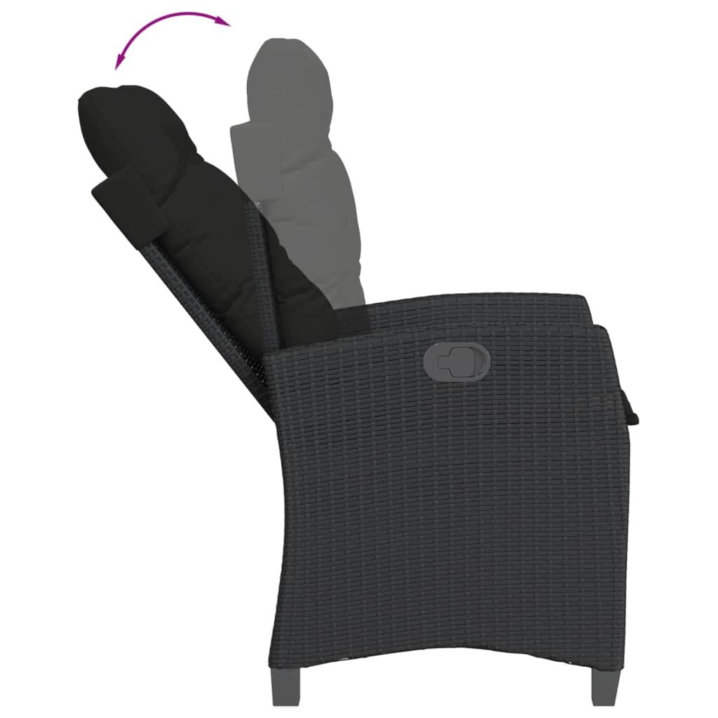 7 Piece Garden Dining Set with Cushions Black Poly Rattan Price