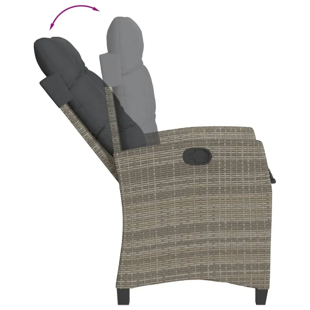 3 Piece Garden Dining Set with Cushions Grey Poly Rattan Price