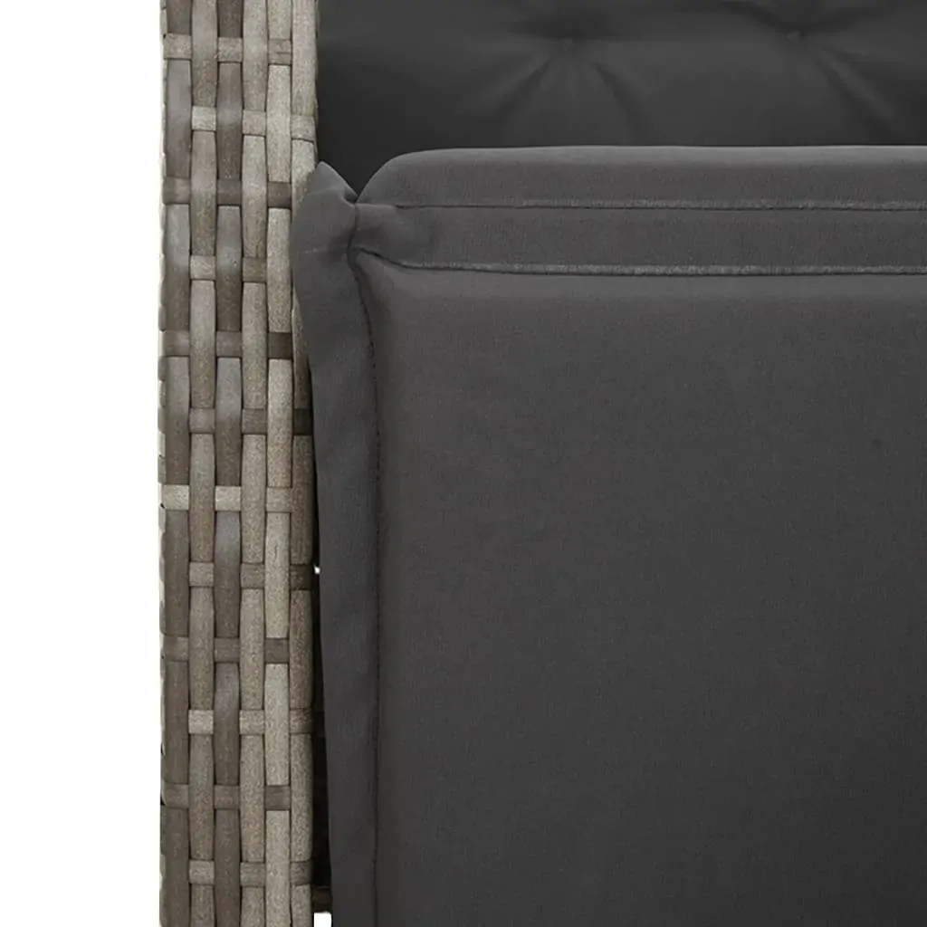 3 Piece Garden Dining Set with Cushions Grey Poly Rattan Price