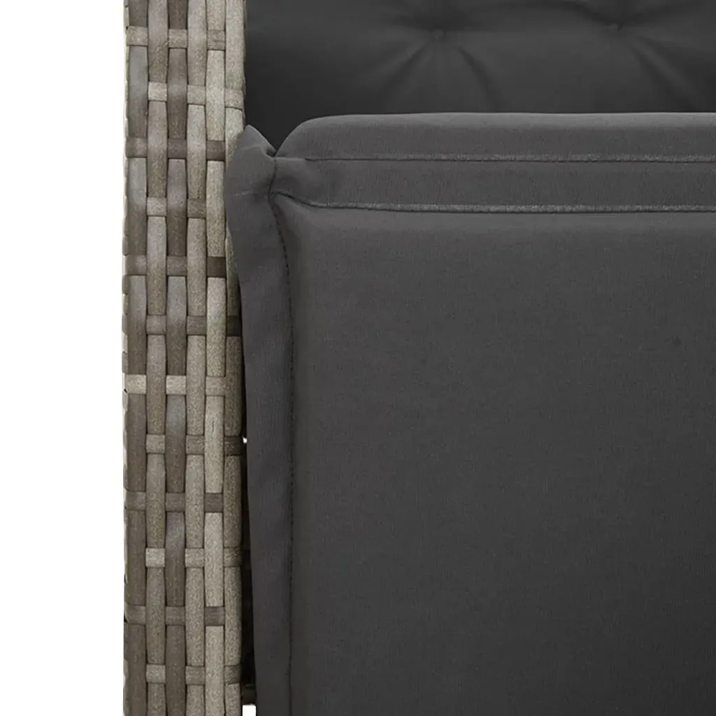 3 Piece Garden Dining Set with Cushions Grey Poly Rattan Price
