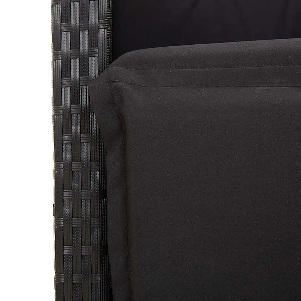 9 Piece Garden Dining Set with Cushions Black Poly Rattan Price
