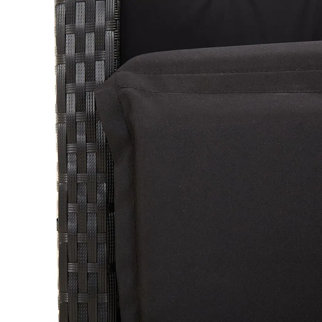3 Piece Garden Dining Set with Cushions Black Poly Rattan Price