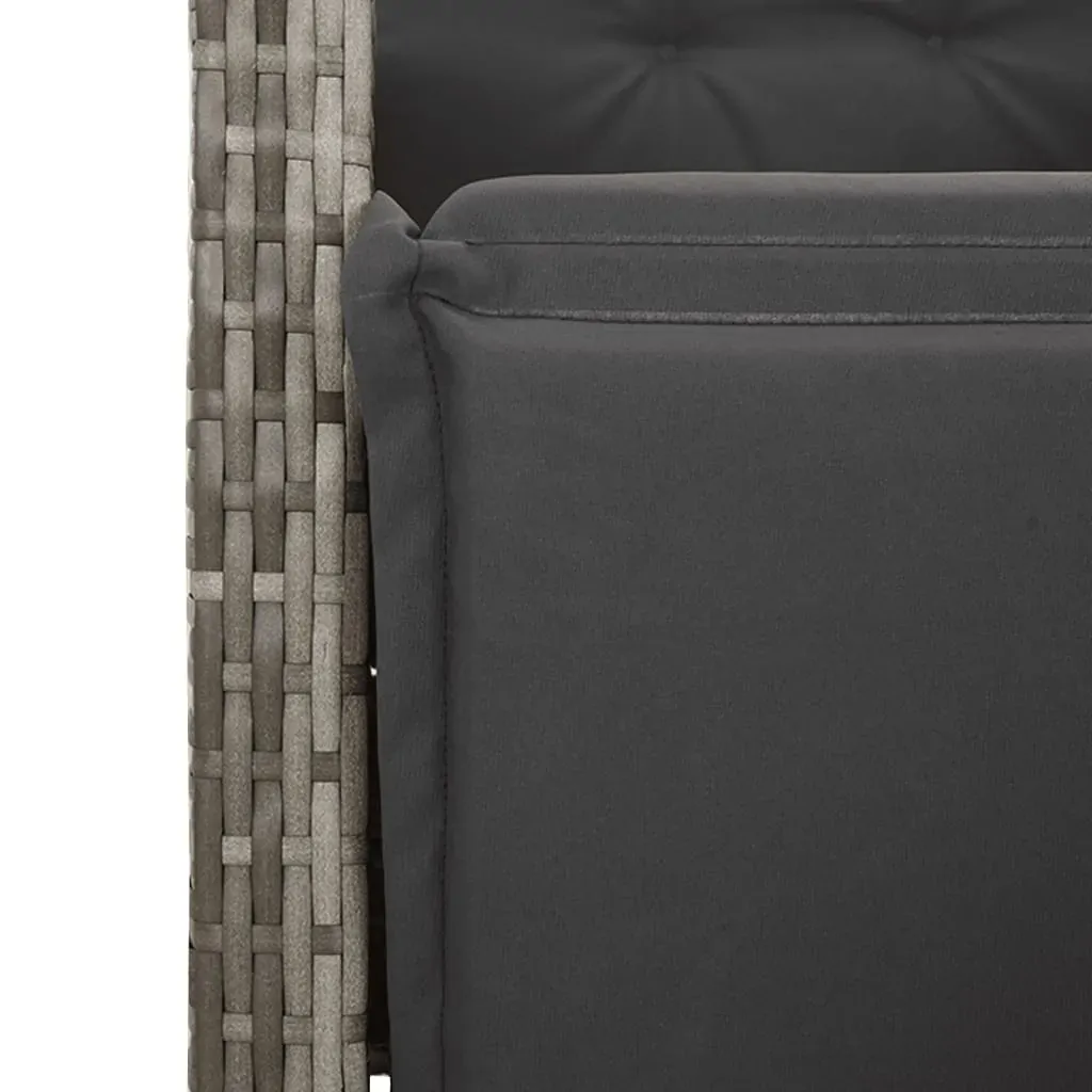 3 Piece Garden Dining Set with Cushions Grey Poly Rattan Price