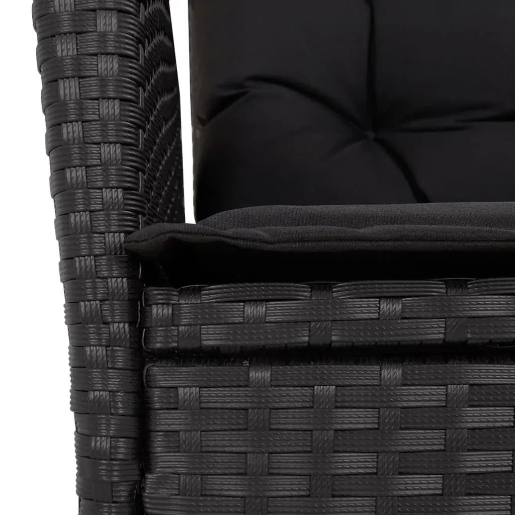 5 Piece Garden Dining Set with Cushions Black Poly Rattan Price