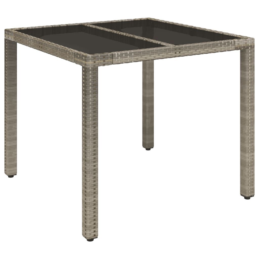 3 Piece Garden Dining Set with Cushions Grey Poly Rattan Price