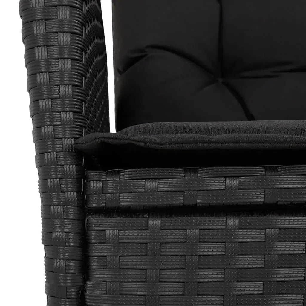 5 Piece Garden Dining Set with Cushions Black Poly Rattan Price