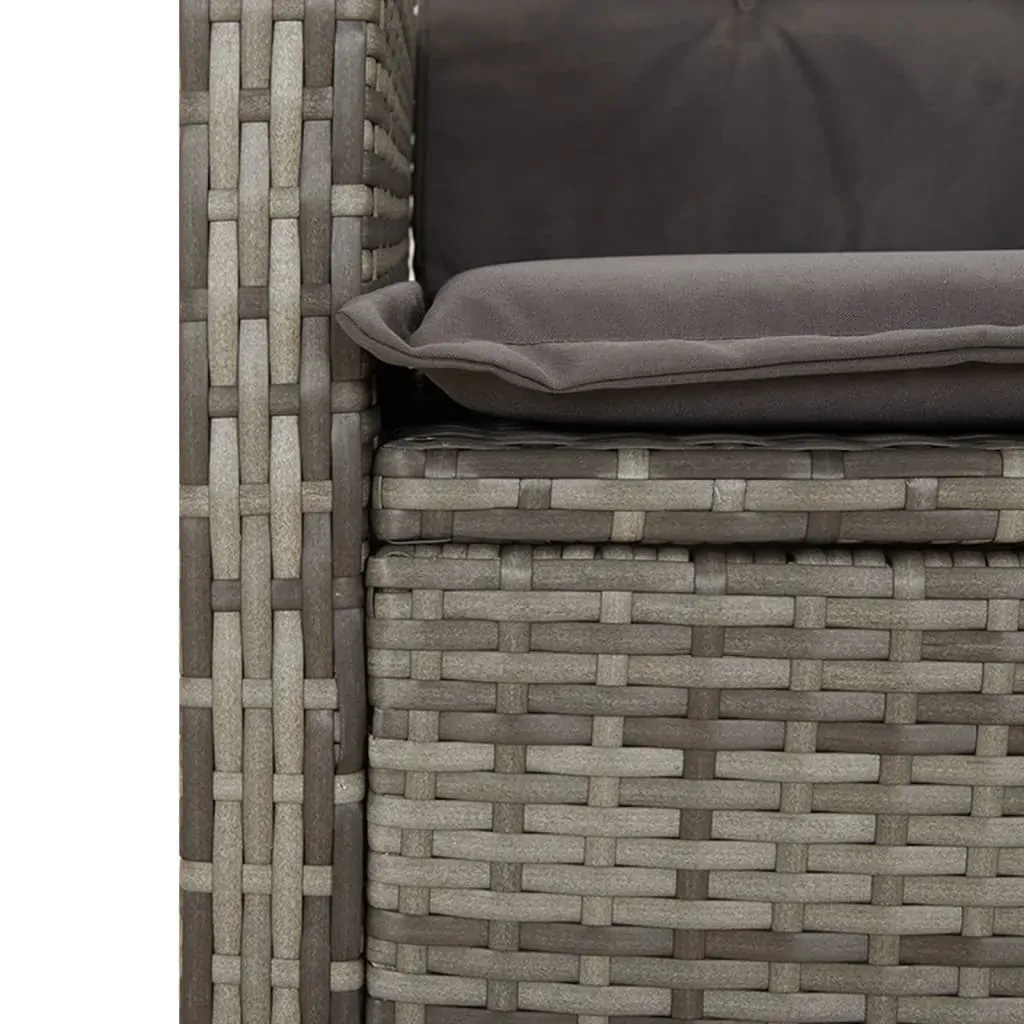 3 Piece Garden Dining Set with Cushions Grey Poly Rattan Price