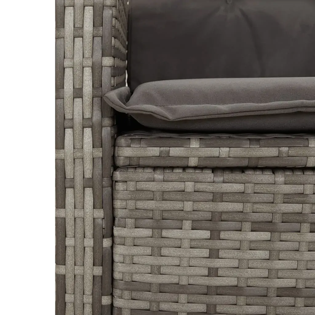 3 Piece Garden Dining Set with Cushions Grey Poly Rattan Price