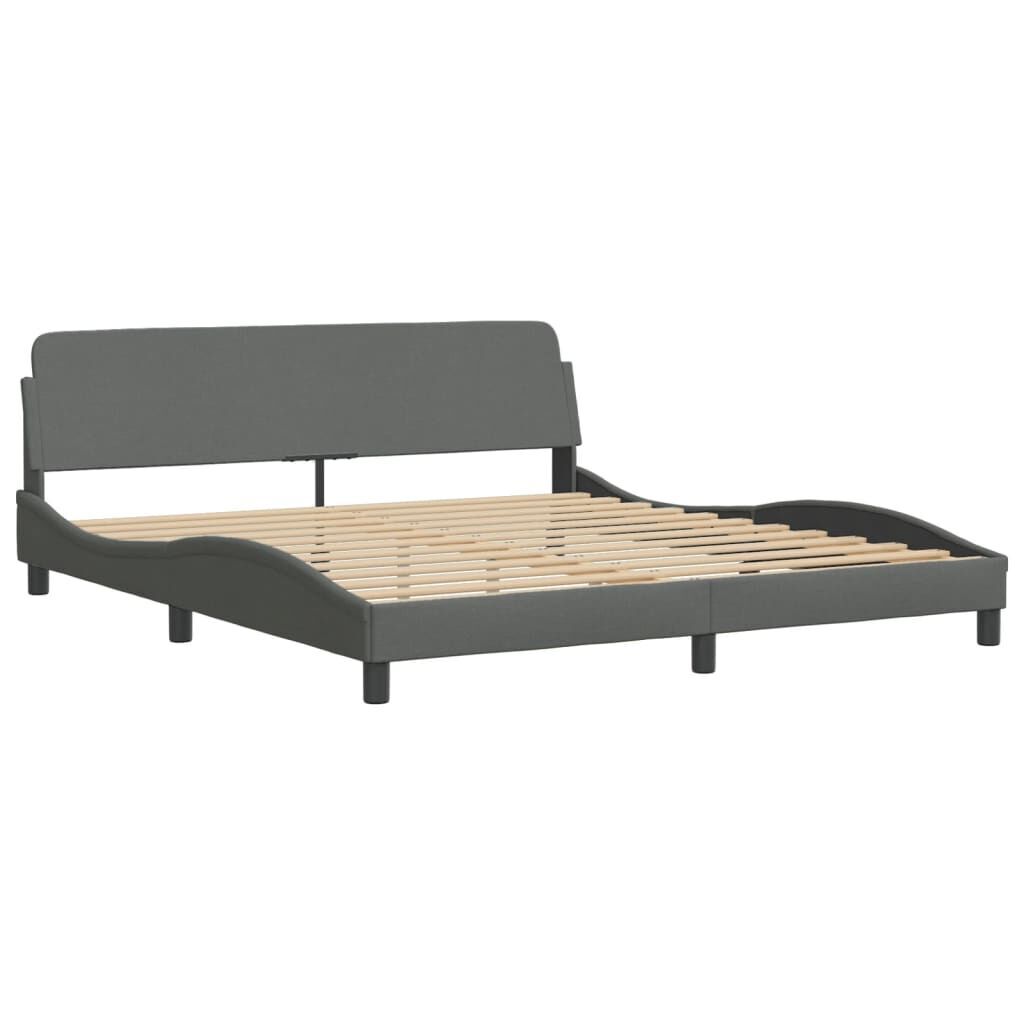 Bed Frame with LED without Mattress Dark Grey 183x203 cm King Fabric Price