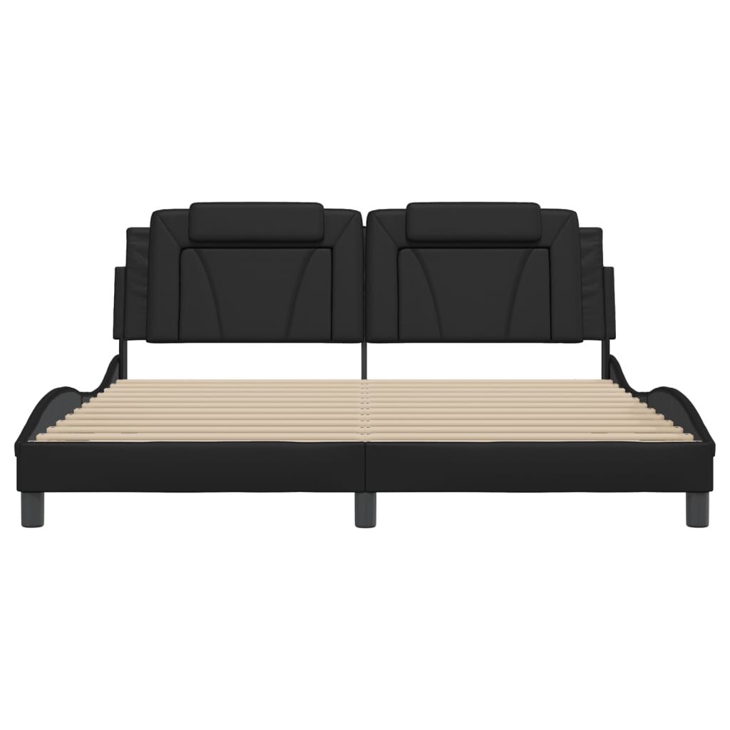 Bed Frame with LED without Mattress Black 183x203 cm King Price