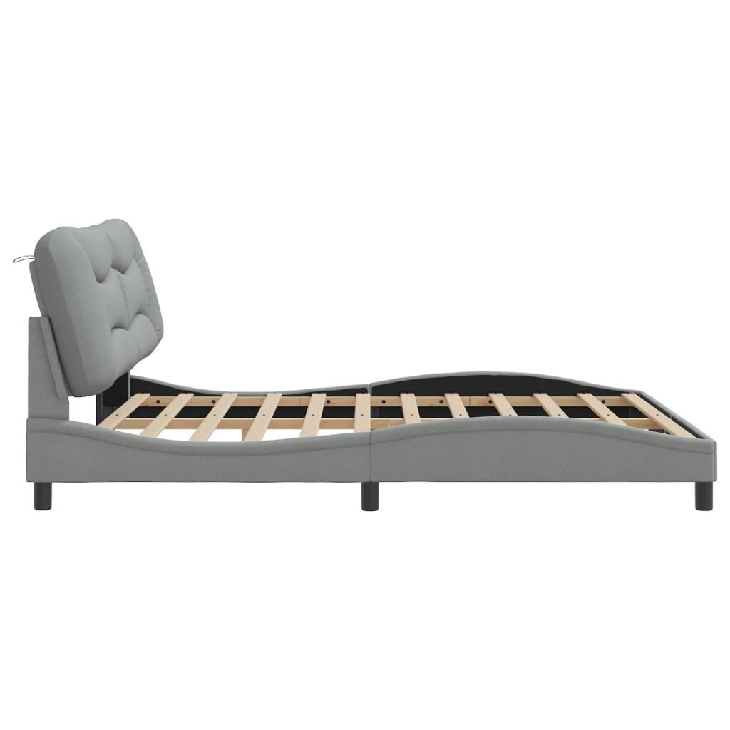 Bed Frame with LED without Mattress Dark Grey 183x203 cm King Fabric Price