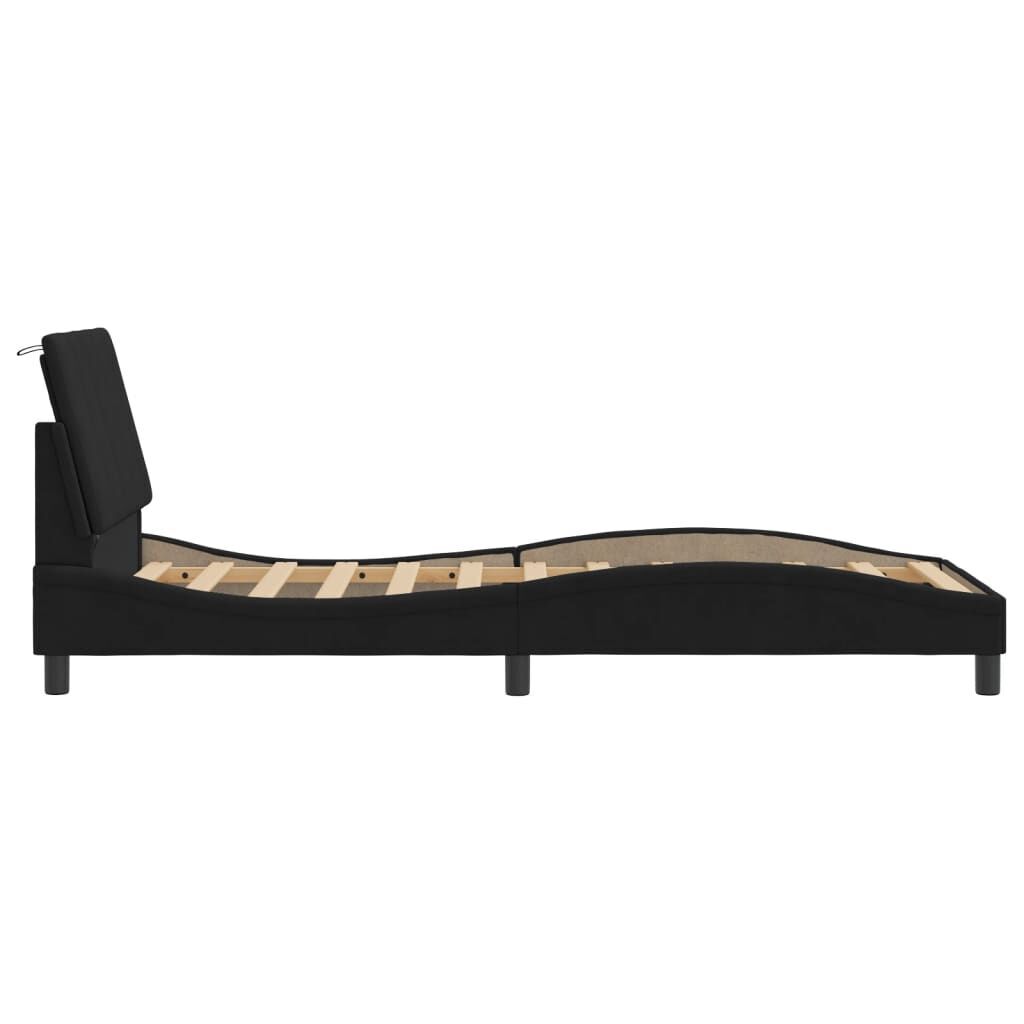 Bed Frame with LED without Mattress Black 90x190 cm Velvet Price