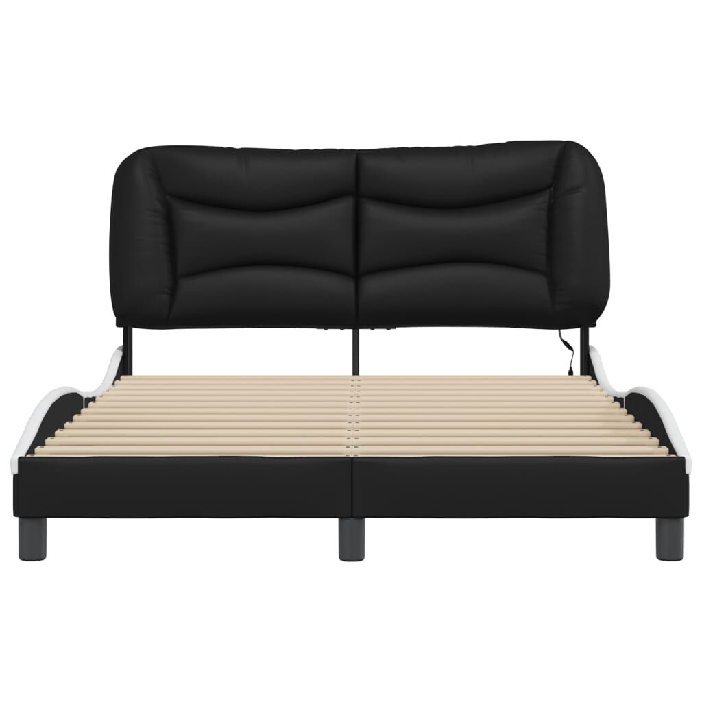 Bed Frame with LED without Mattress Black and White 137x187 cm Double Price