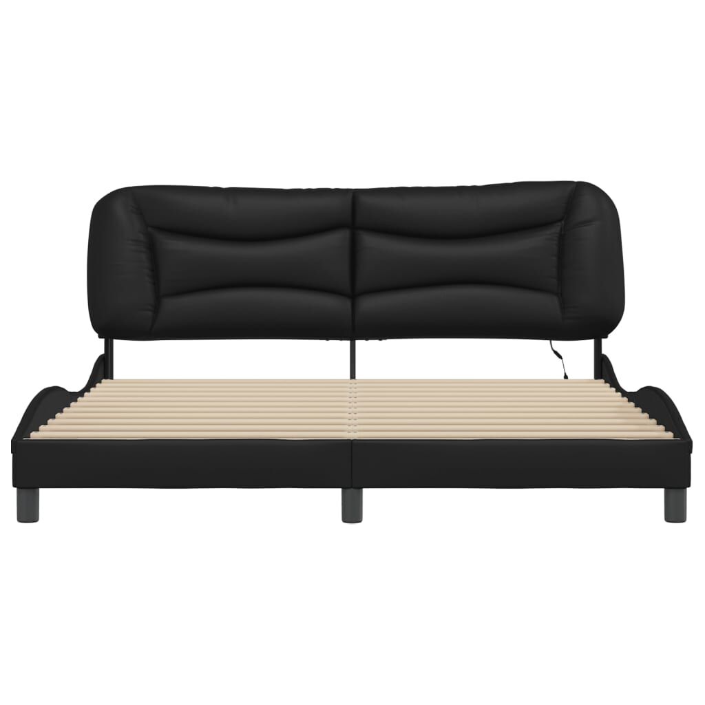 Bed Frame with LED without Mattress Black 183x203 cm King Price