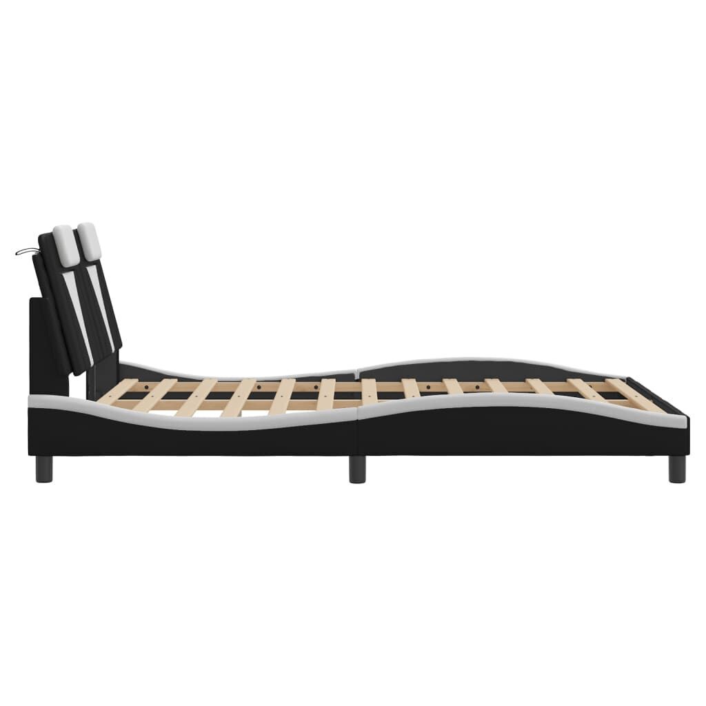 Bed Frame with LED without Mattress Black and White 137x187 cm Double Price