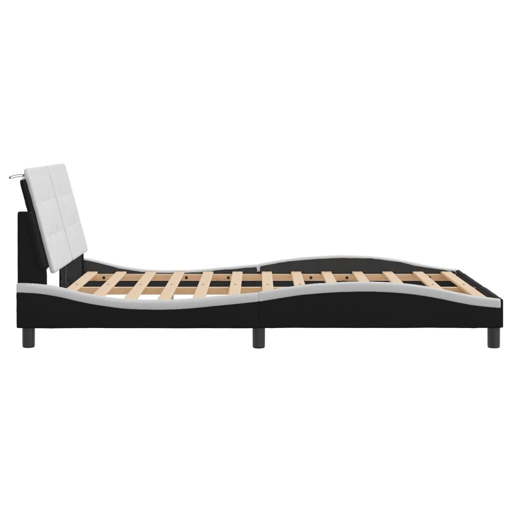 Bed Frame with LED without Mattress Black and White 137x187 cm Double Price