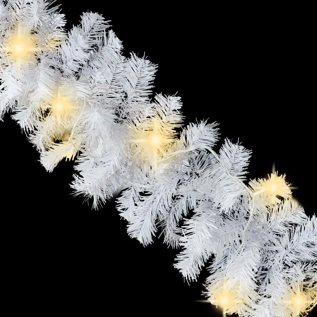 Christmas Garland with LED Lights White 5 m PVC Price