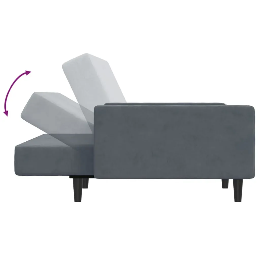 2-Seater Sofa Bed with Footstool Dark Grey Velvet Price