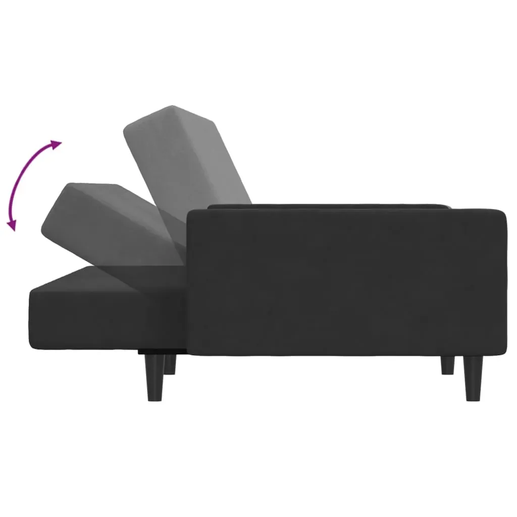 2-Seater Sofa Bed with Footstool Black Velvet Price