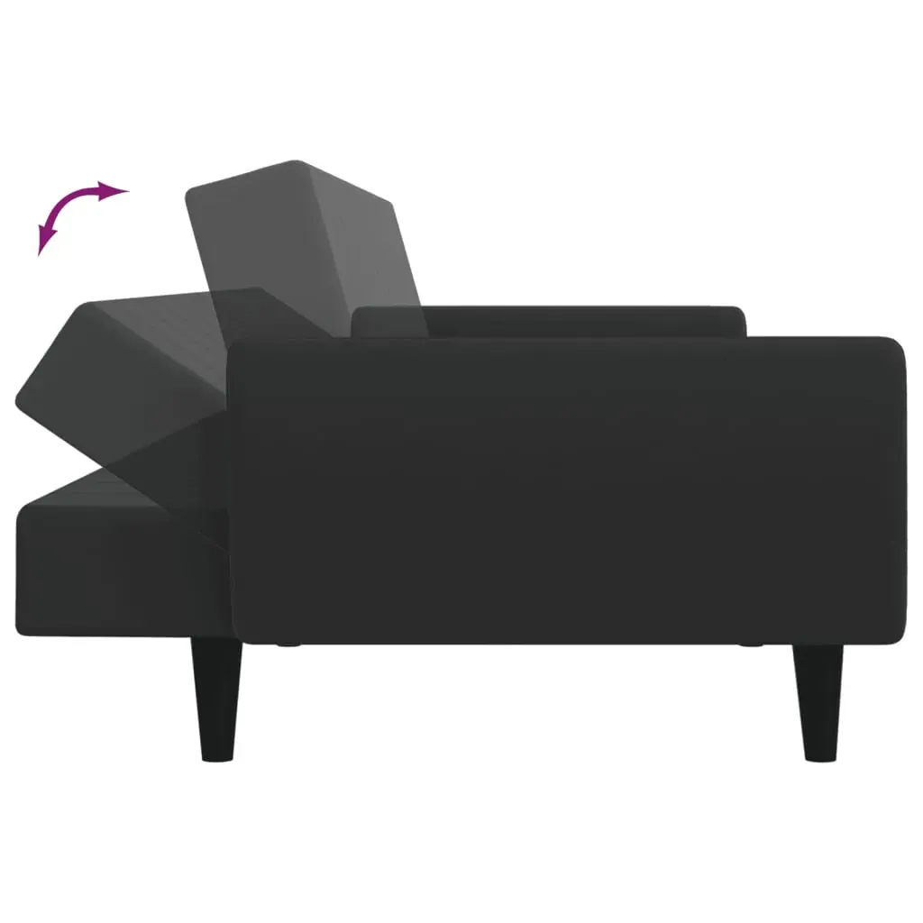 2-Seater Sofa Bed with Footstool Black Velvet Price