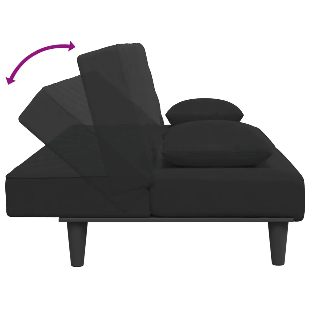 2 Piece Sofa Set with Pillows Black Velvet Price