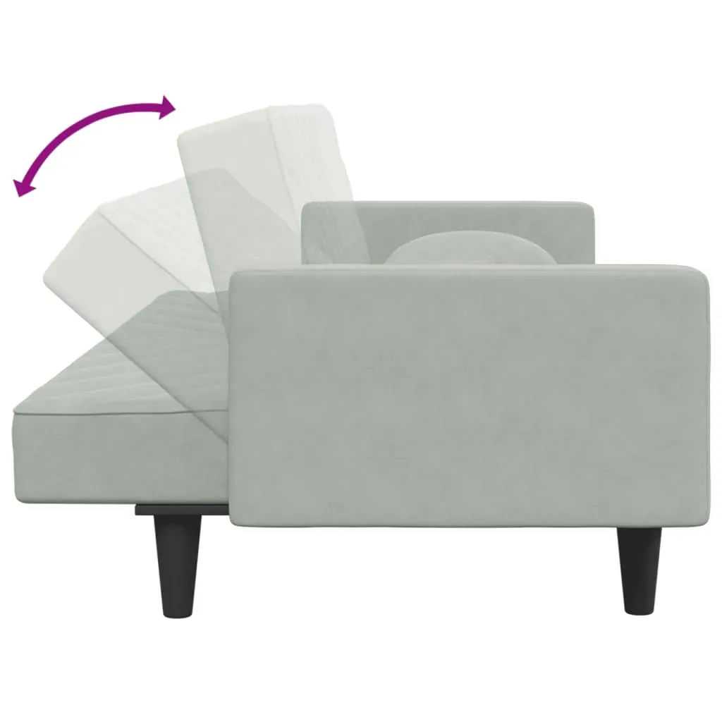 2 Piece Sofa Set with Pillows Light Grey Velvet Price