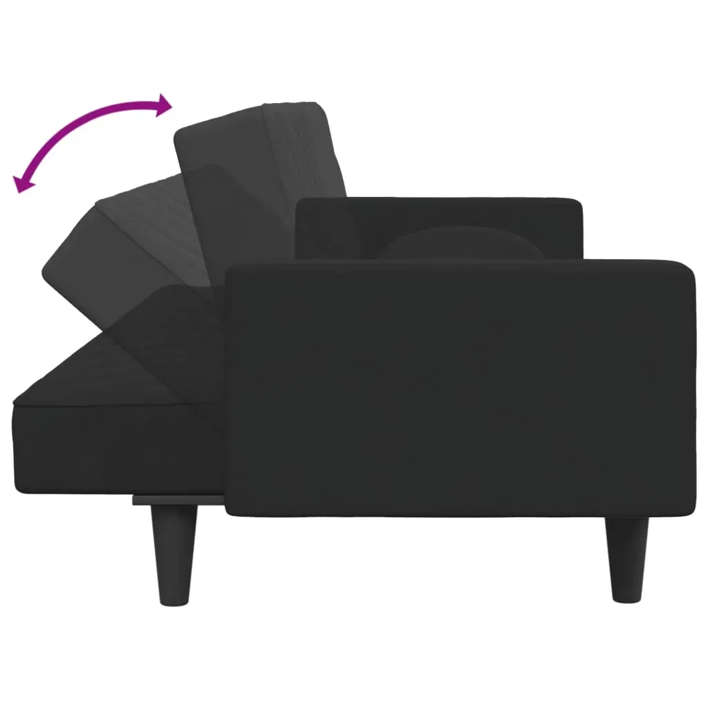 2 Piece Sofa Set with Pillows Black Velvet Price
