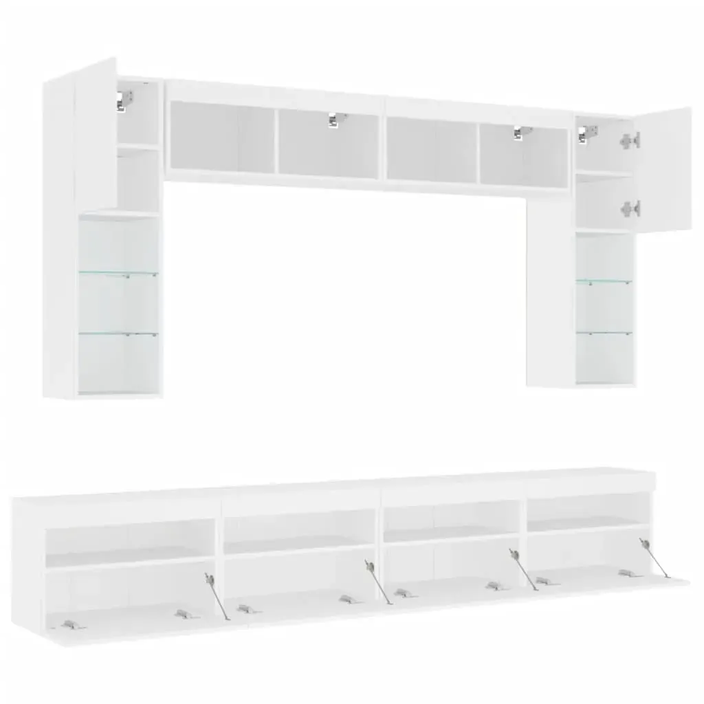 8 Piece TV Wall Cabinet Set with LED Lights White Price
