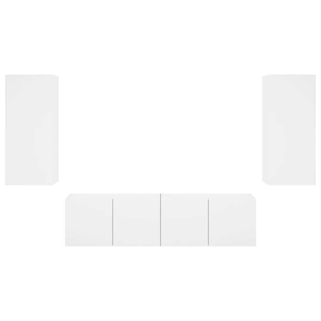 4 Piece TV Wall Units with LED White Engineered Wood Price