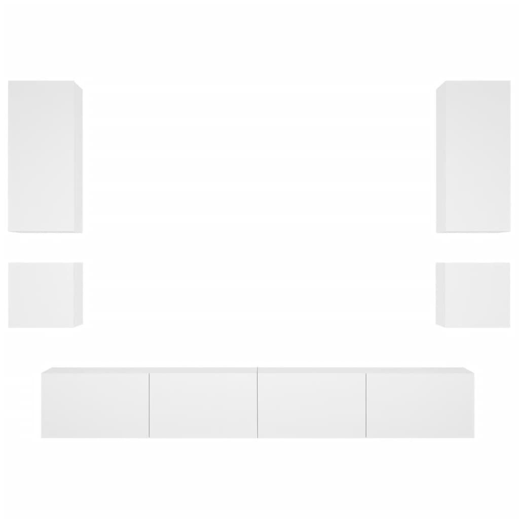 6 Piece TV Wall Cabinets with LED Lights White Price
