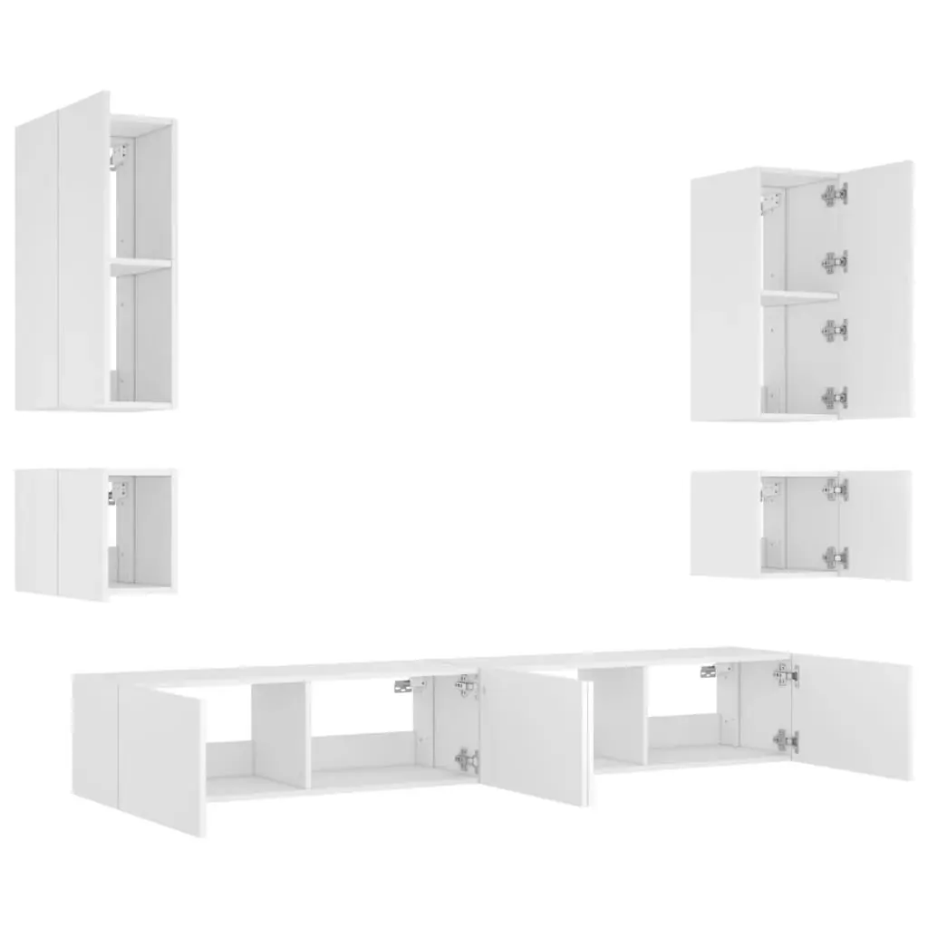 6 Piece TV Wall Cabinets with LED Lights White Price