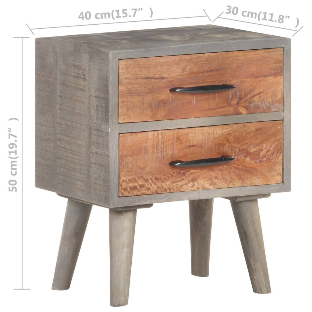 Bedside Cabinet Grey 40x30x50 cm Solid Rough Mango Wood Price