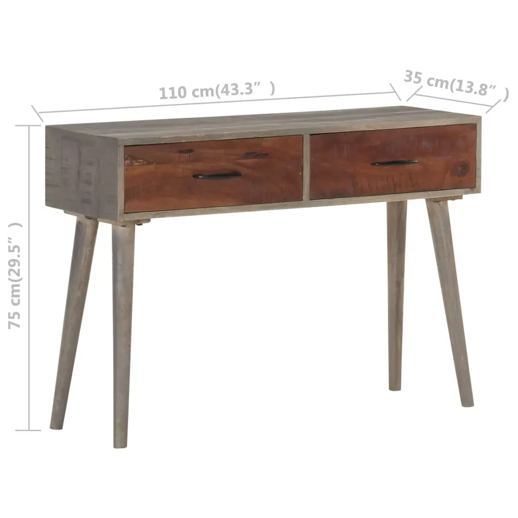 Console Table Grey 110x35x75 cm Solid Rough Mango Wood Price